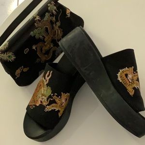 Bebe Platform slides with a mini bag